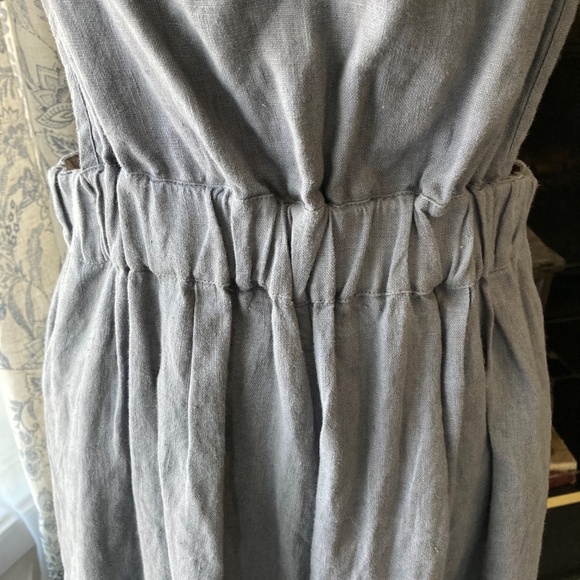 notPERFECTLINEN Light Blue 100% Linen Cropped Jumper Romper BEAUTIFUL Sz L - Picture 4 of 10
